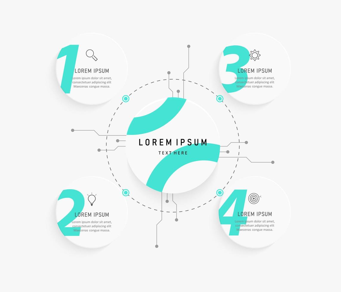 vector infographic labelontwerpsjabloon met pictogrammen en 4 opties of stappen. kan worden gebruikt voor procesdiagram, presentaties, workflowlay-out, banner, stroomschema, infografiek.