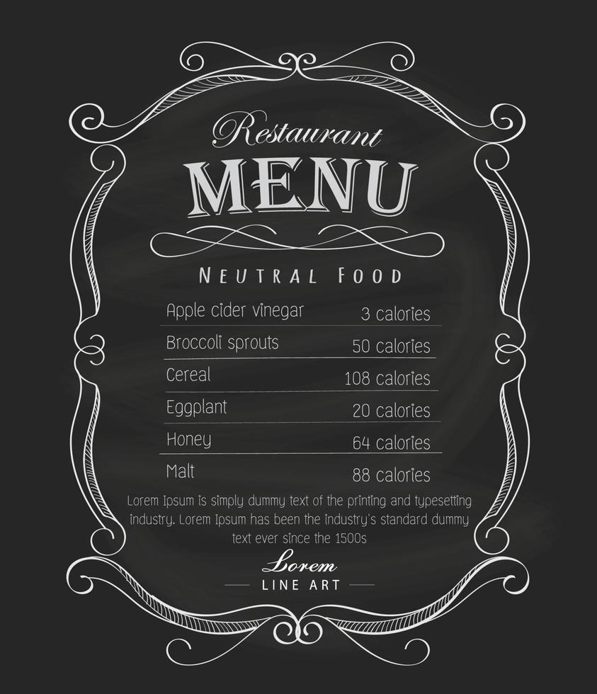 restaurant menu frame schoolbord hand getrokken vintage label vector