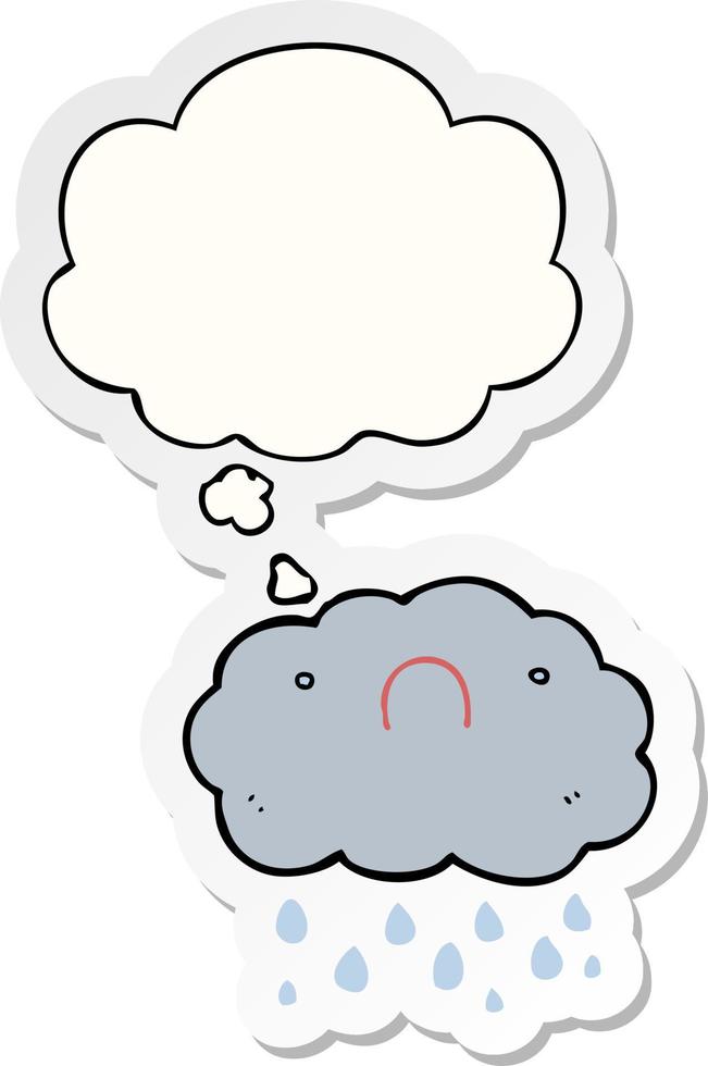 leuke cartoonwolk en gedachtebel als gedrukte sticker vector