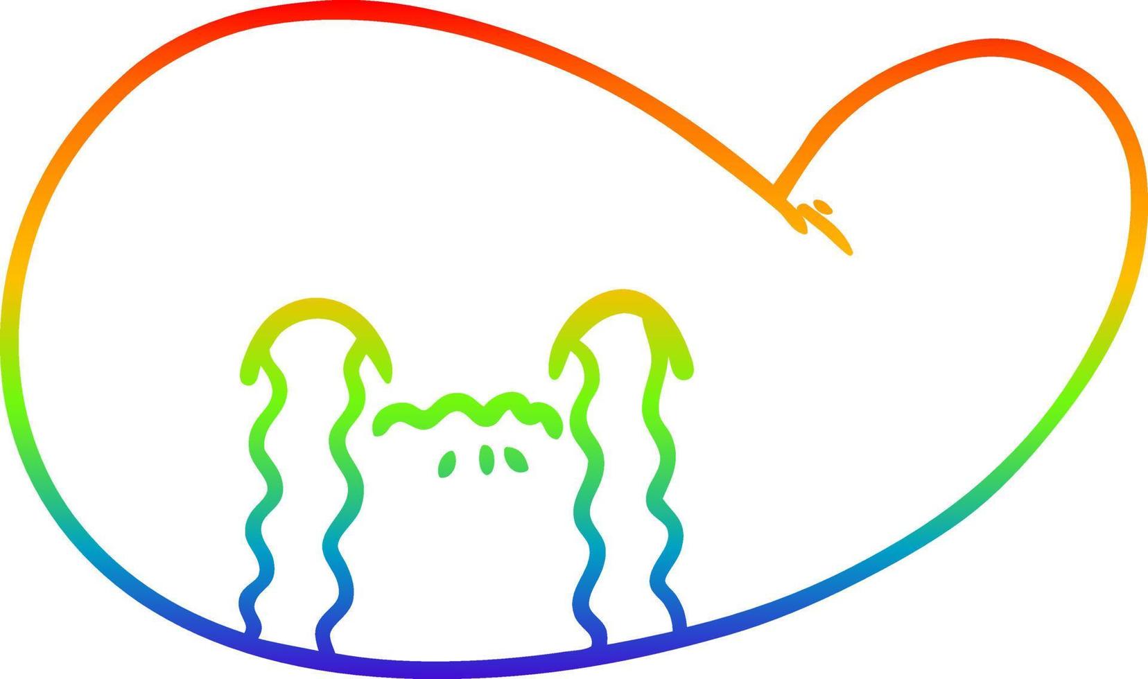 regenbooggradiënt lijntekening cartoon galblaas huilen vector