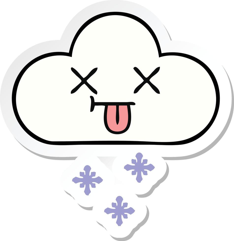 sticker van een schattige cartoon sneeuwwolk vector