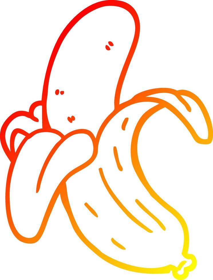 warme gradiënt lijntekening cartoon banaan vector