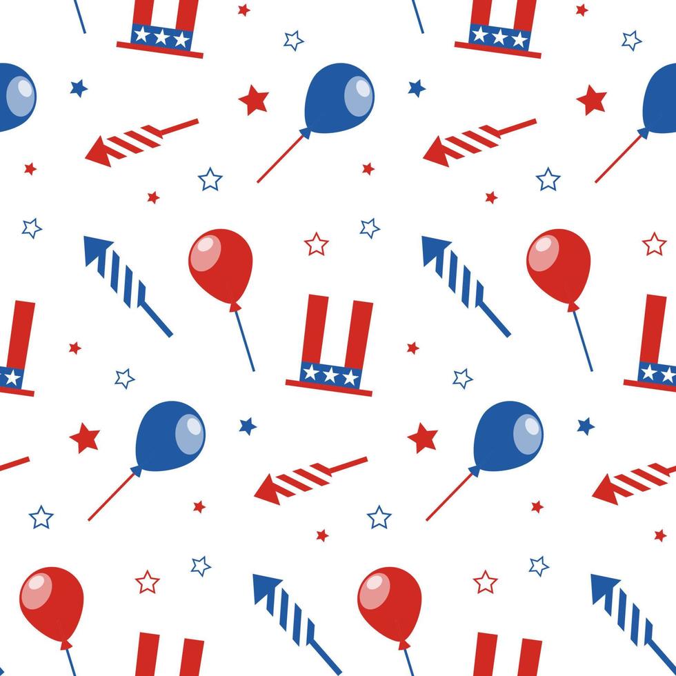 naadloos patroon met feestelijke attributen. Amerikaanse onafhankelijkheidsdag. 4 juli. vectorbehang. vector