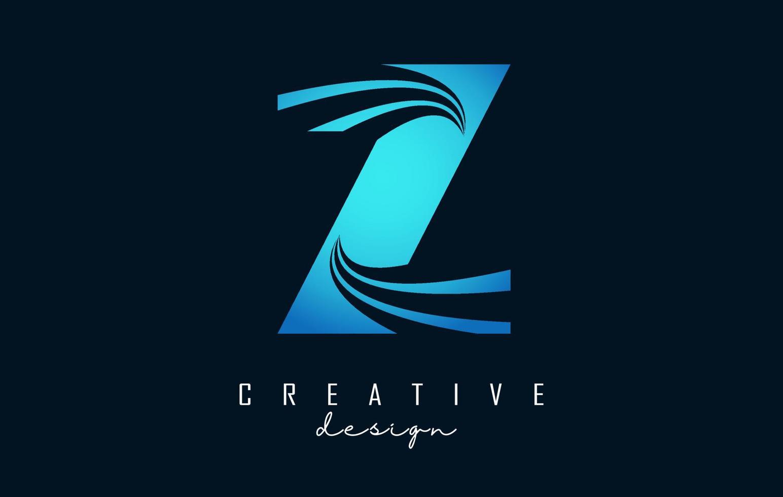 creatief letter z-logo met leidende lijnen en wegconceptontwerp. letter z met geometrisch ontwerp. vector