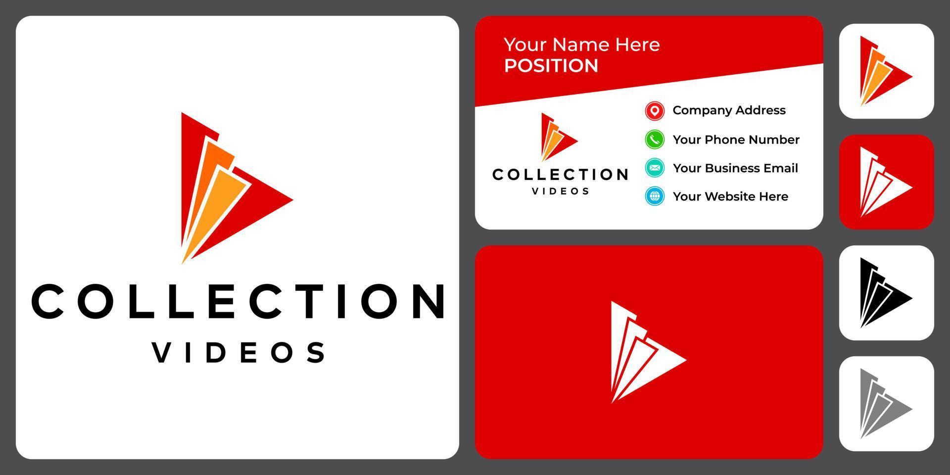 eenvoudig video-logo-ontwerp met sjabloon voor visitekaartjes. vector