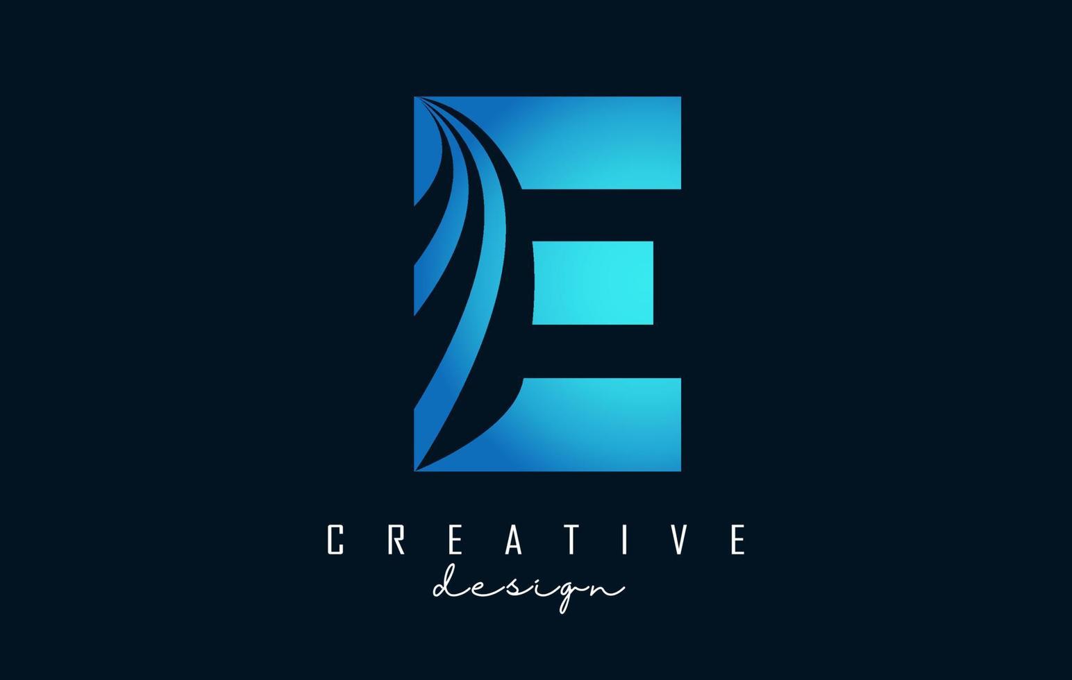 creatief letter e-logo met leidende lijnen en wegconceptontwerp. letter e met geometrisch ontwerp. vector