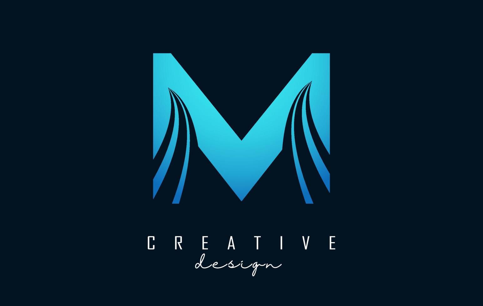 creatief letter m-logo met leidende lijnen en wegconceptontwerp. letter m met geometrisch ontwerp. vector