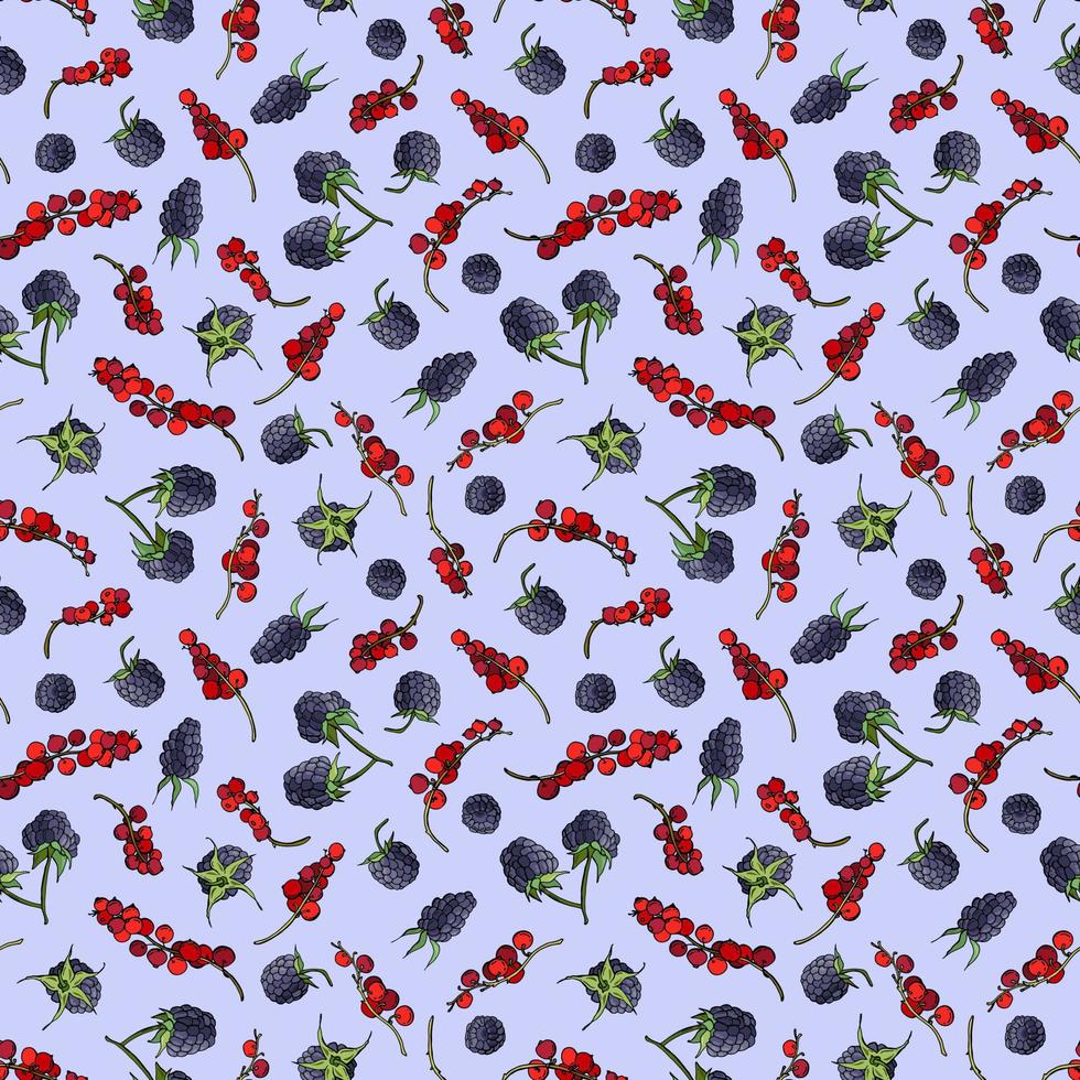 fruitig naadloos patroon met rode aalbessen en bramen. ontwerp voor stof, textiel, behang, verpakking, café. vector