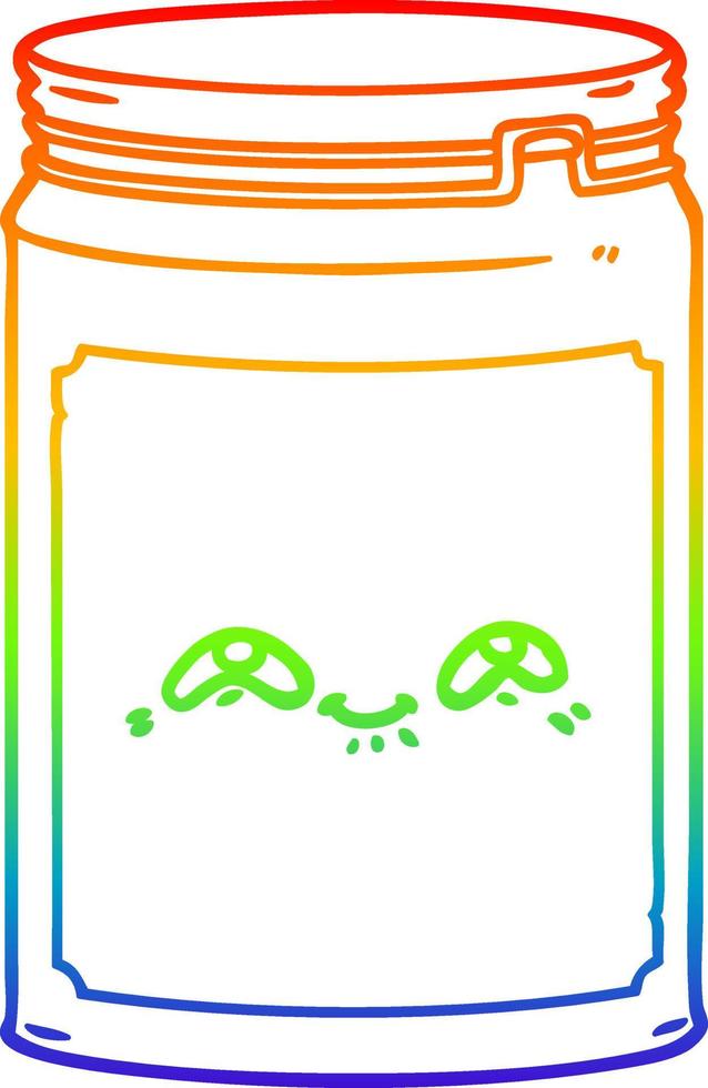 regenbooggradiënt lijntekening cartoon glazen pot vector