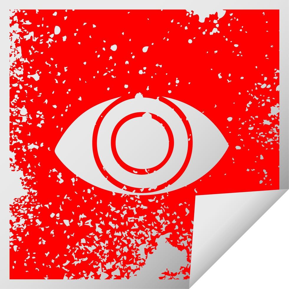 verontrust vierkant peeling sticker symbool oog vector