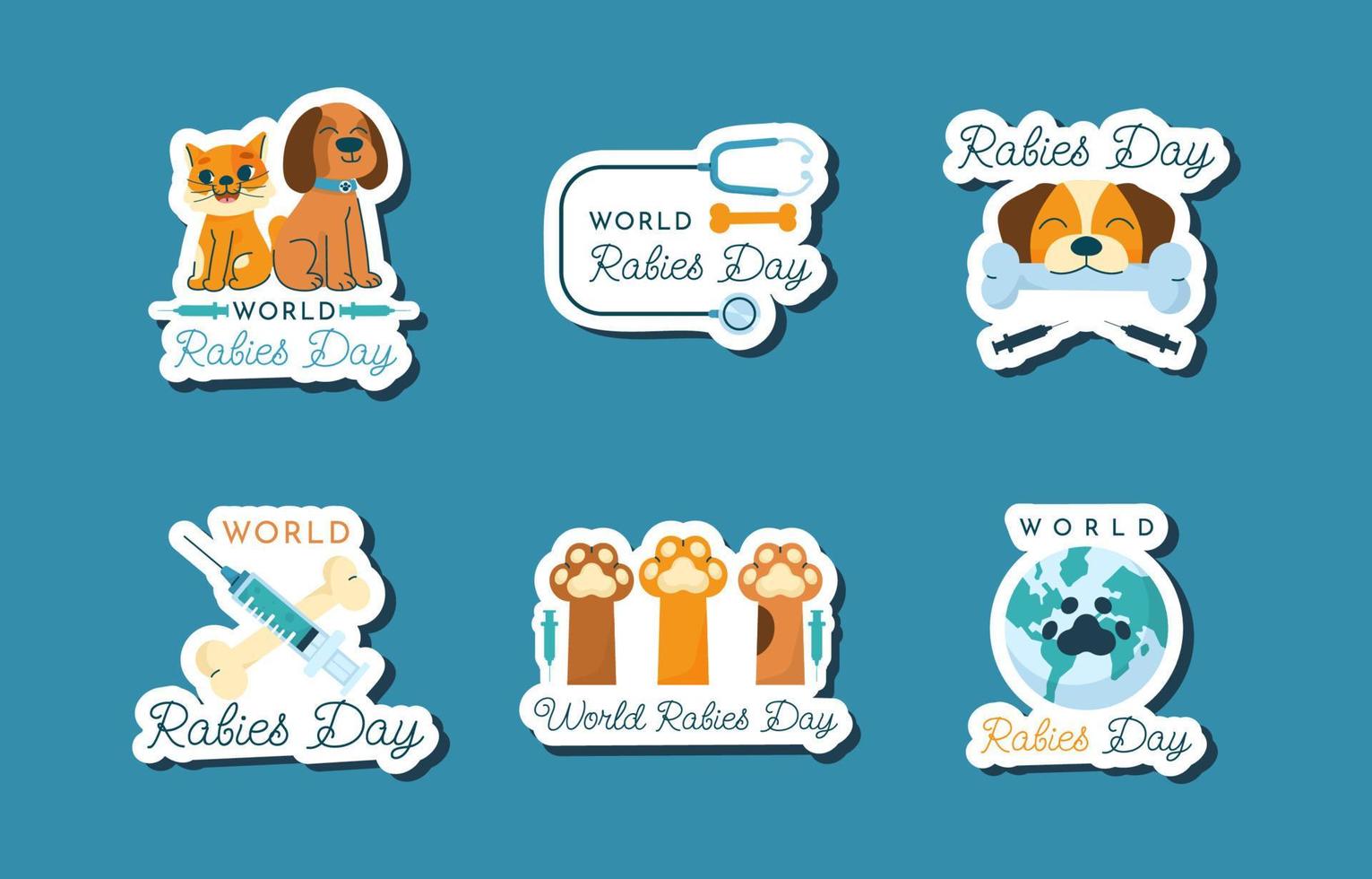 wereld hondsdolheid sticker collectie vector