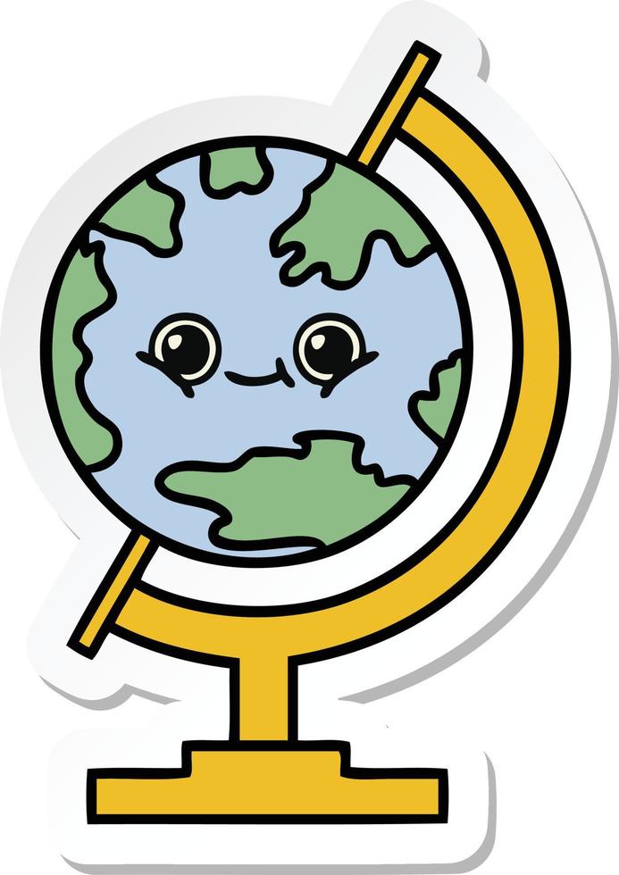 sticker van een schattige cartoonbol van de wereld vector