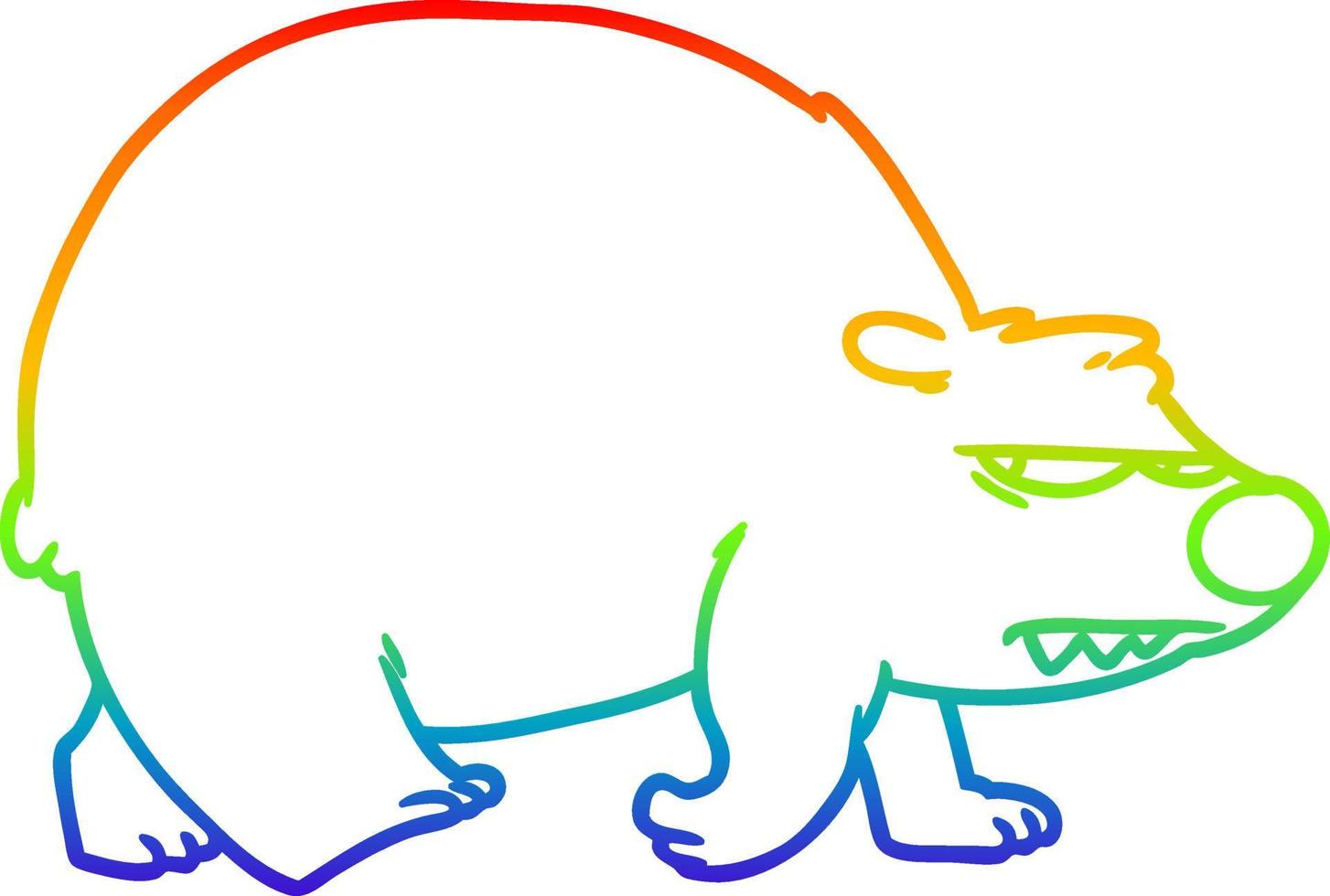 regenbooggradiënt lijntekening cartoon boze beer vector