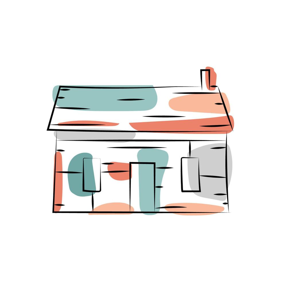 lijn kunst huis illustratie vector. achtergrond abstracte raket. geschikt voor inhoudscampagne, sociale media, web, applicatie vector