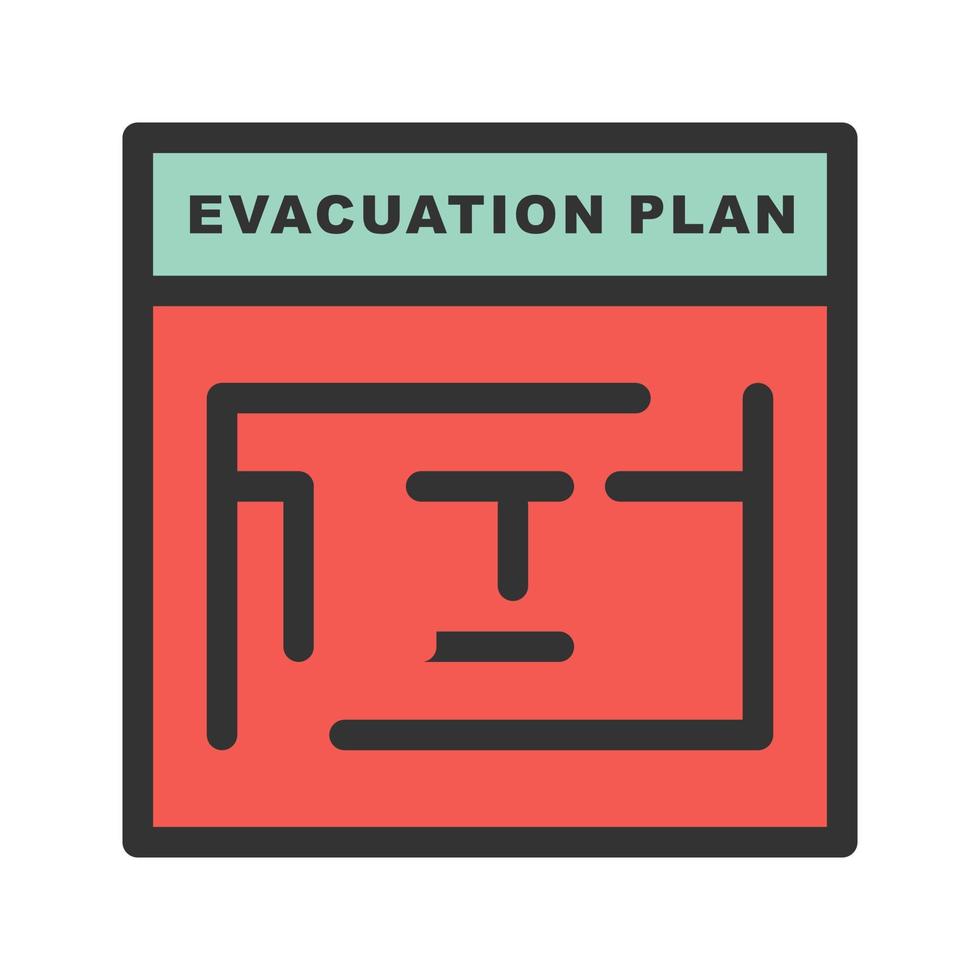 evacuatieplan gevulde lijn icoon vector