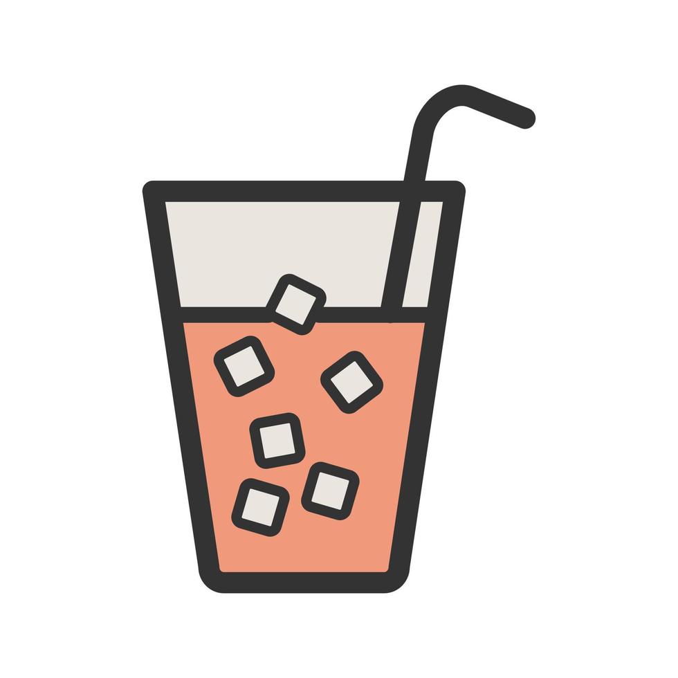 drankje met ijs gevuld lijnpictogram vector