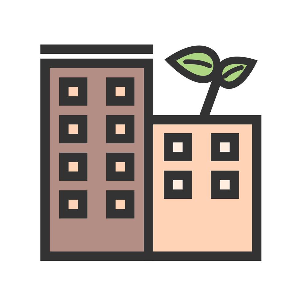 eco-vriendelijk gebouw gevuld lijnpictogram vector