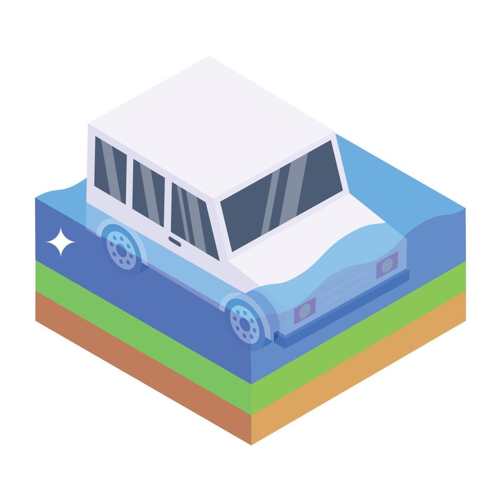 een isometrisch icoon van auto-overstromingen vector