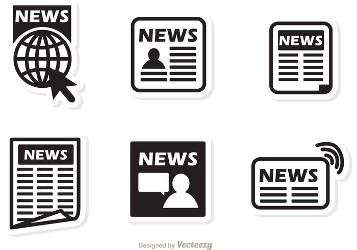 Zwarte Pictogrammen Nieuws Vector