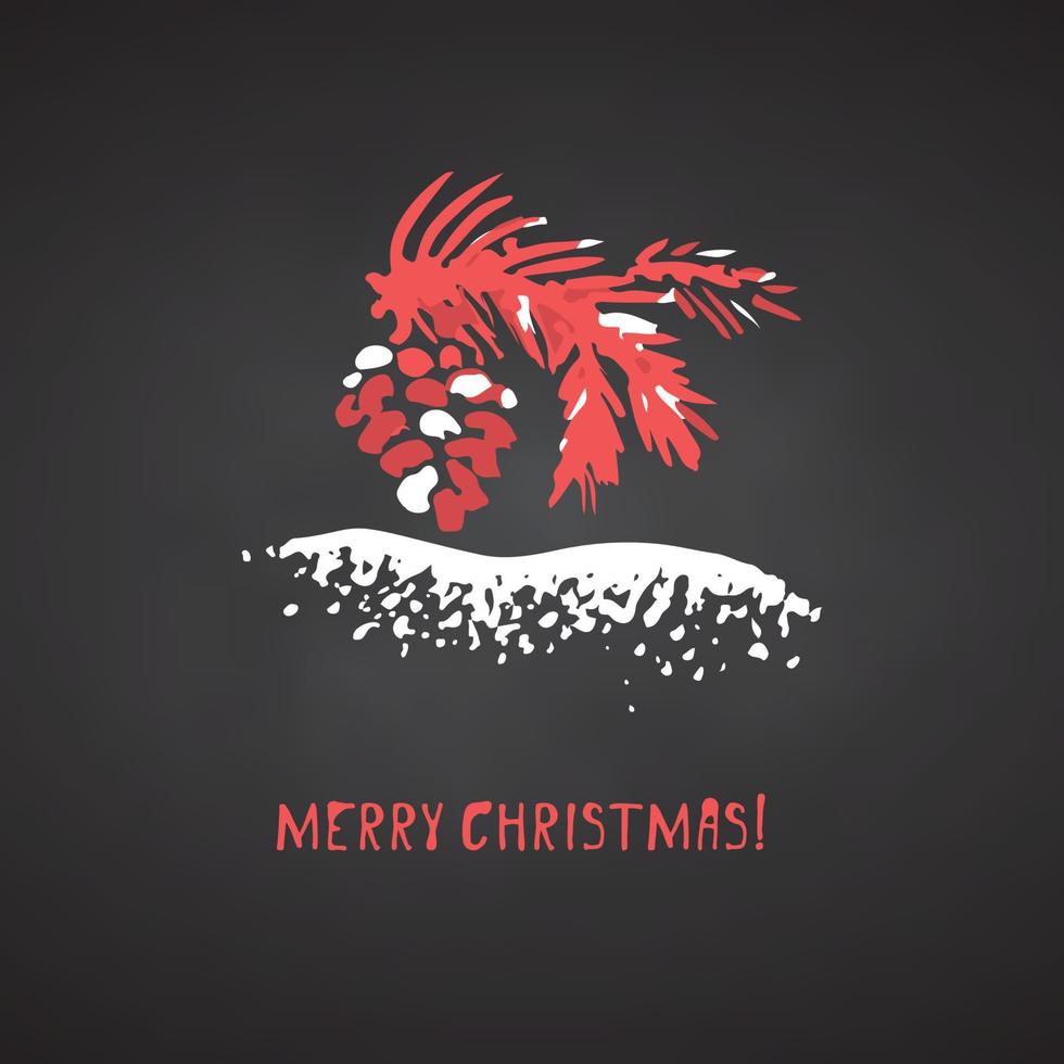kerst- en nieuwjaarskaart met vakantiepictogram. handgetekende ink schets. zwarte schoolbord achtergrond vintage stijl. vector illustratie