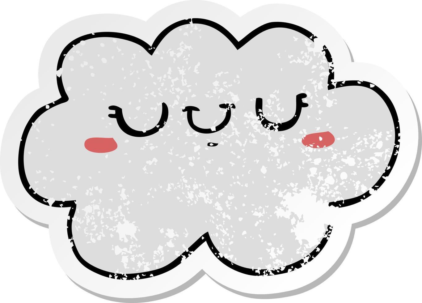 verontruste sticker van een schattige cartoonwolk vector