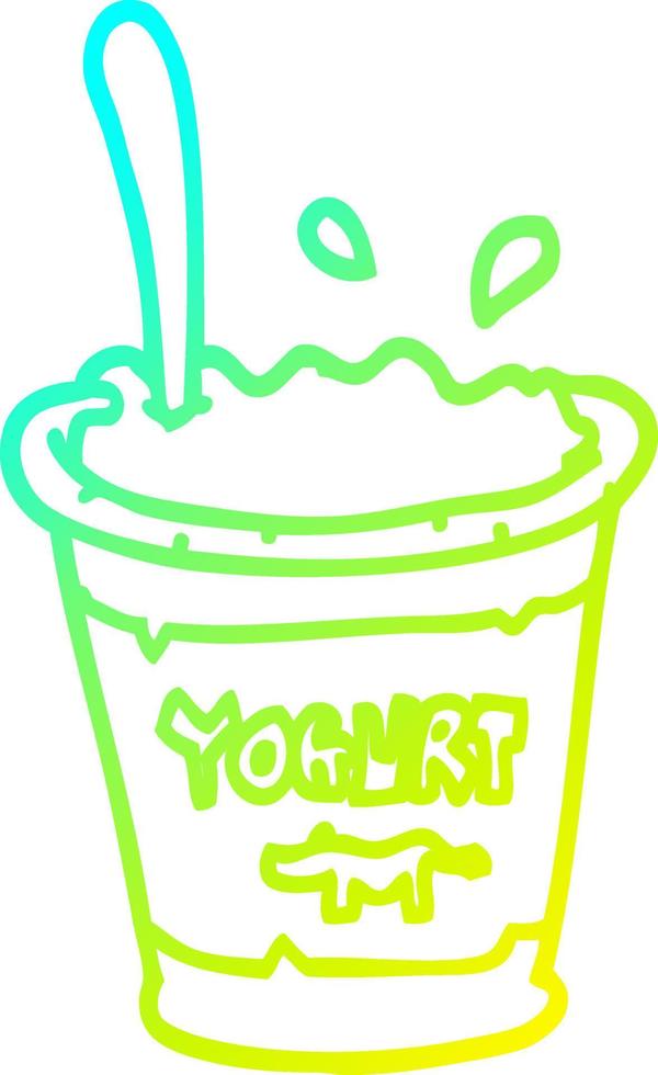 koude gradiënt lijntekening cartoon yoghurt vector
