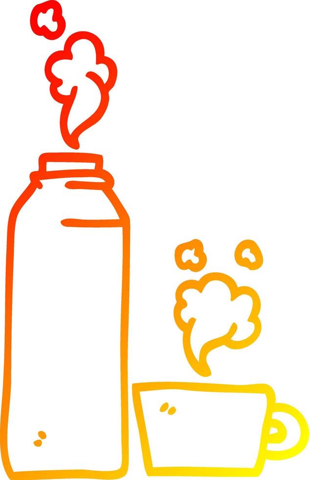 warme gradiënt lijntekening cartoon warme dranken fles vector