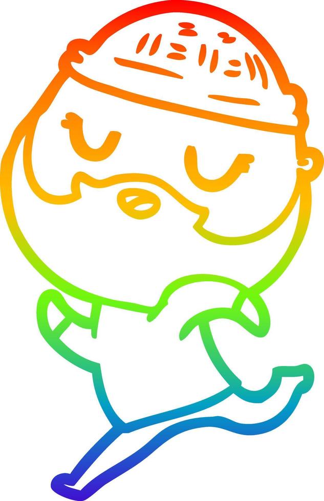 regenbooggradiënt lijntekening cartoon man met baard vector