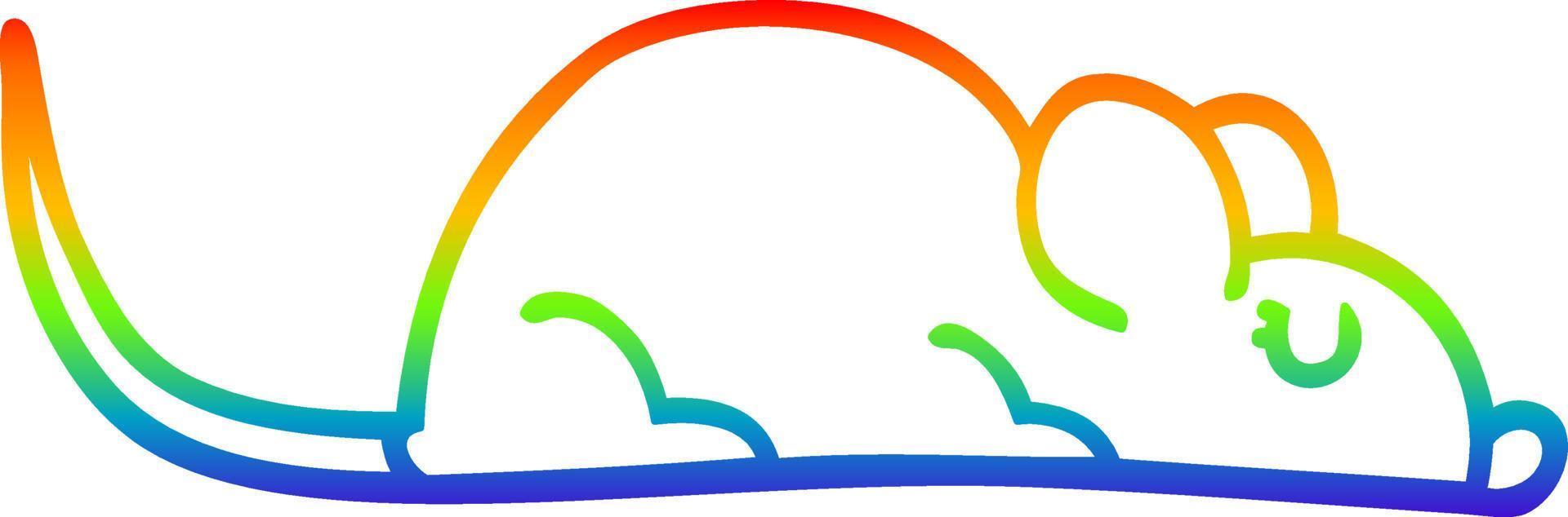 regenbooggradiënt lijntekening cartoon kleine muis vector