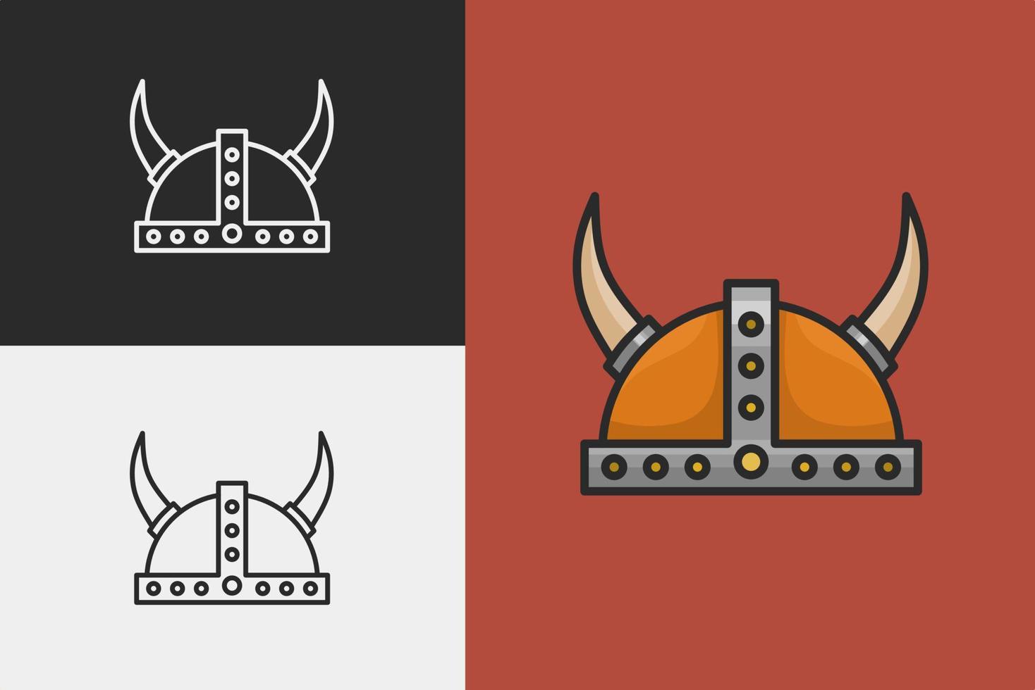 Viking helm logo set met plat en eenvoudig ontwerp vector