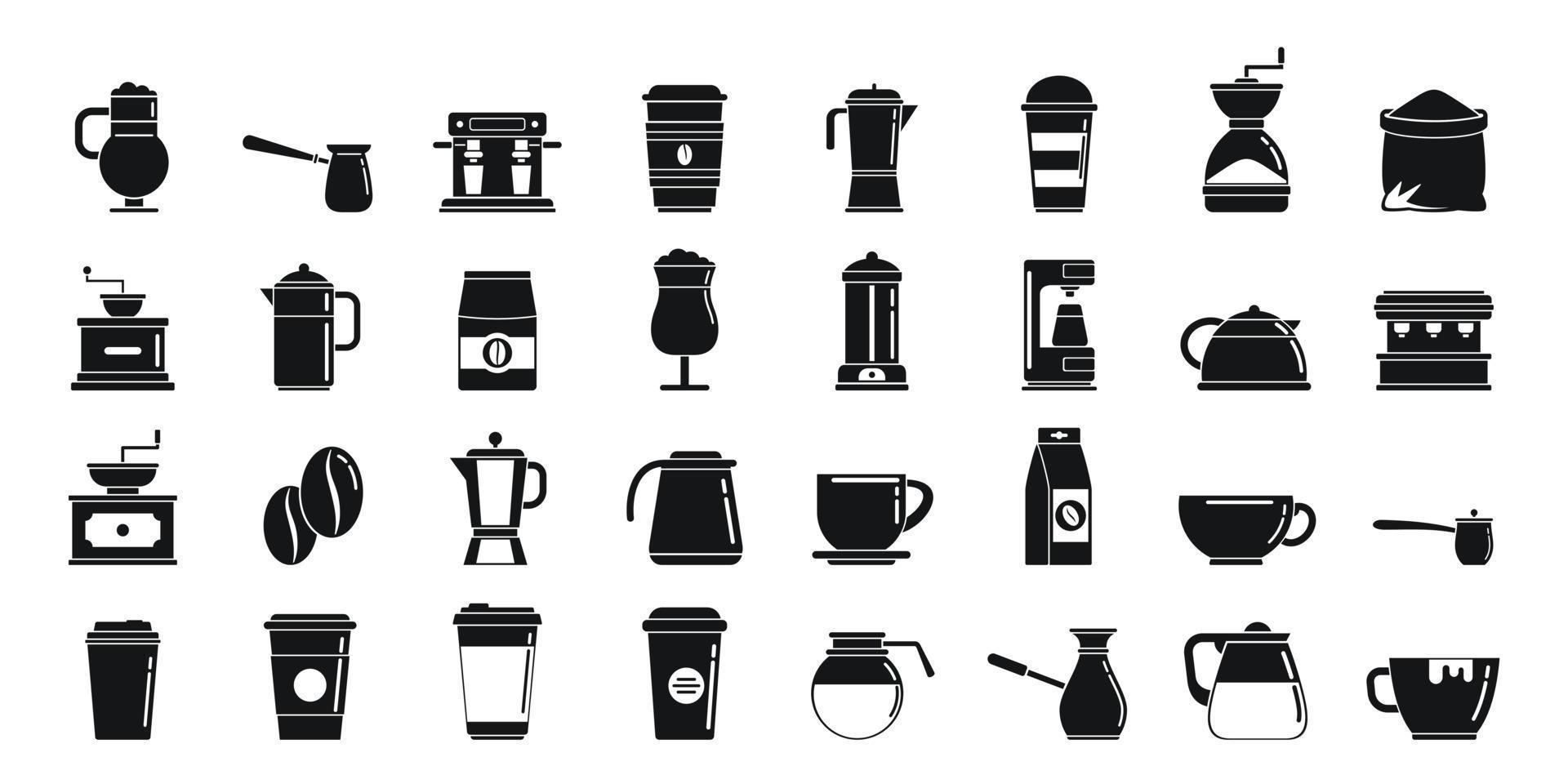 koffie pictogrammen instellen eenvoudige vector. koffiekopje vector