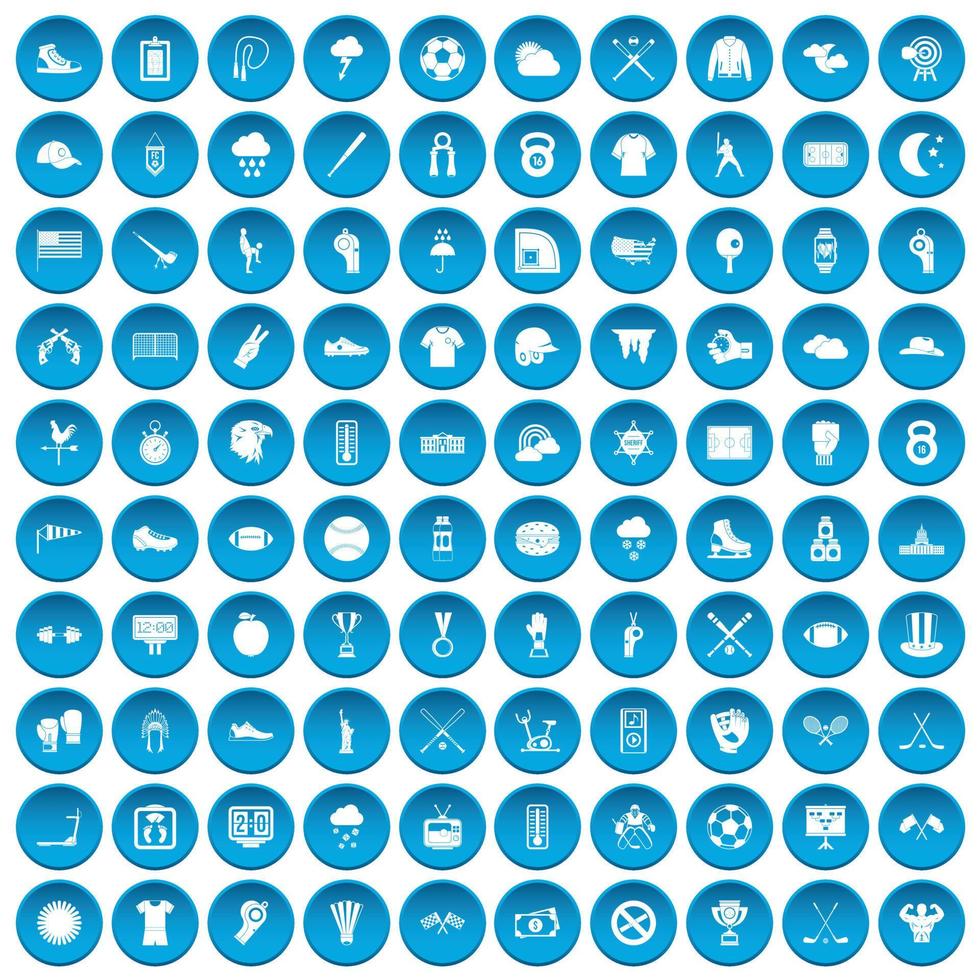 100 honkbal iconen set blauw vector