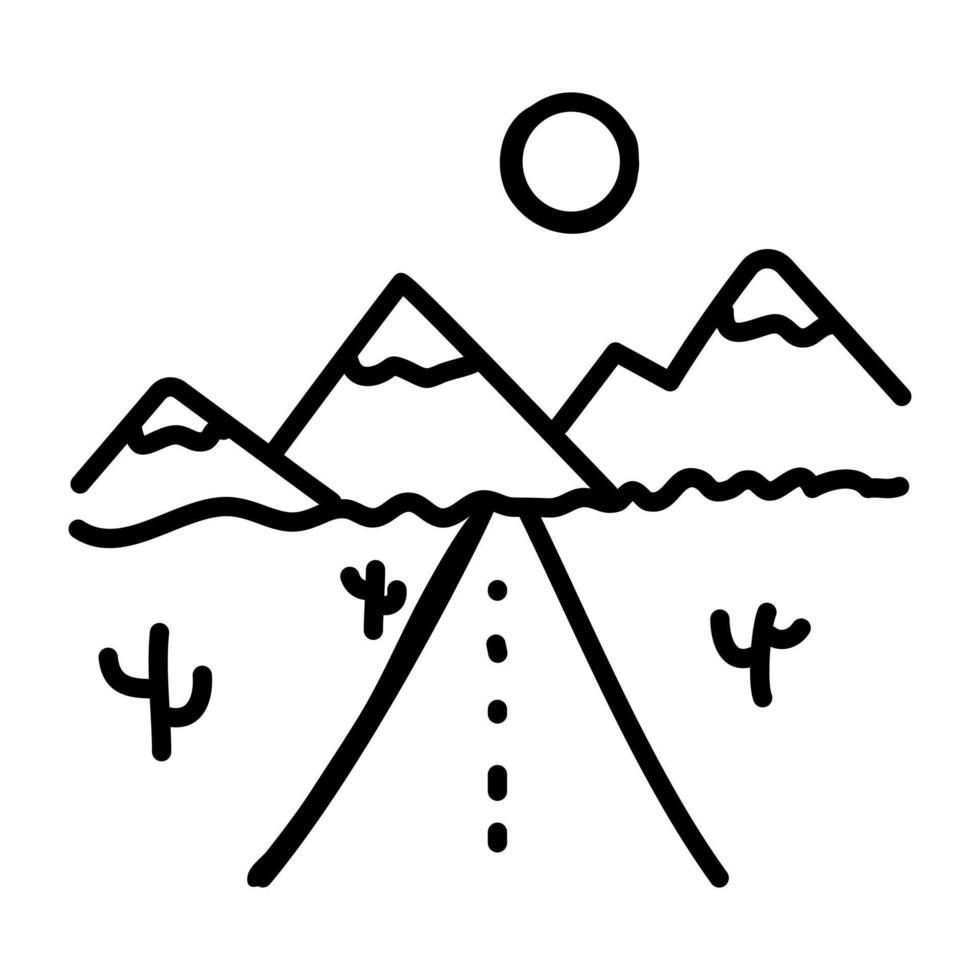 een icoon van sneeuwheuvels doodle ontwerp vector
