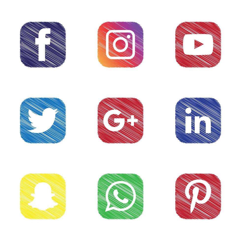 set van meest populaire social media iconen vector