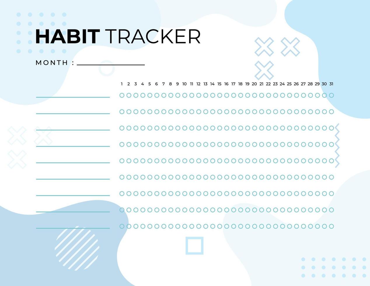gewoonte tracker. maandelijkse planner gewoonte tracker sjabloon. vector