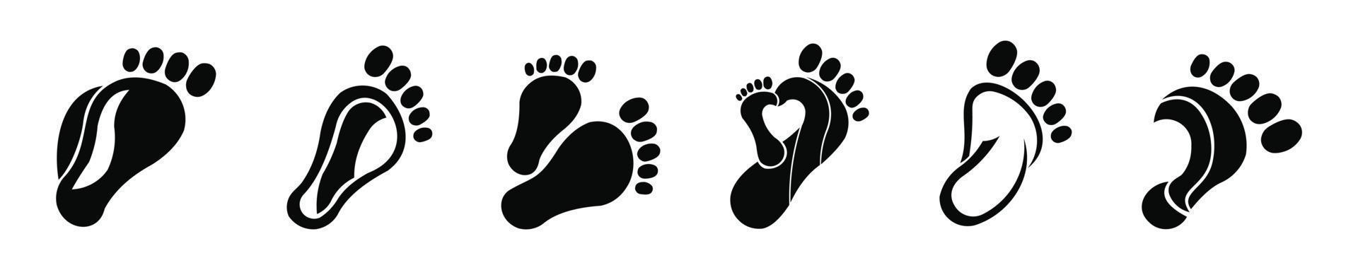 linker- en rechtervoetzolen contourillustratie voor biomechanica, schoeisel, realistische contour in cartoonstijl. vector inspiratie logo voet