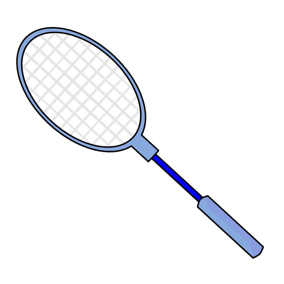 badmintonracket met blauw handvat. sportuitrusting die bij badminton wordt gebruikt. vector