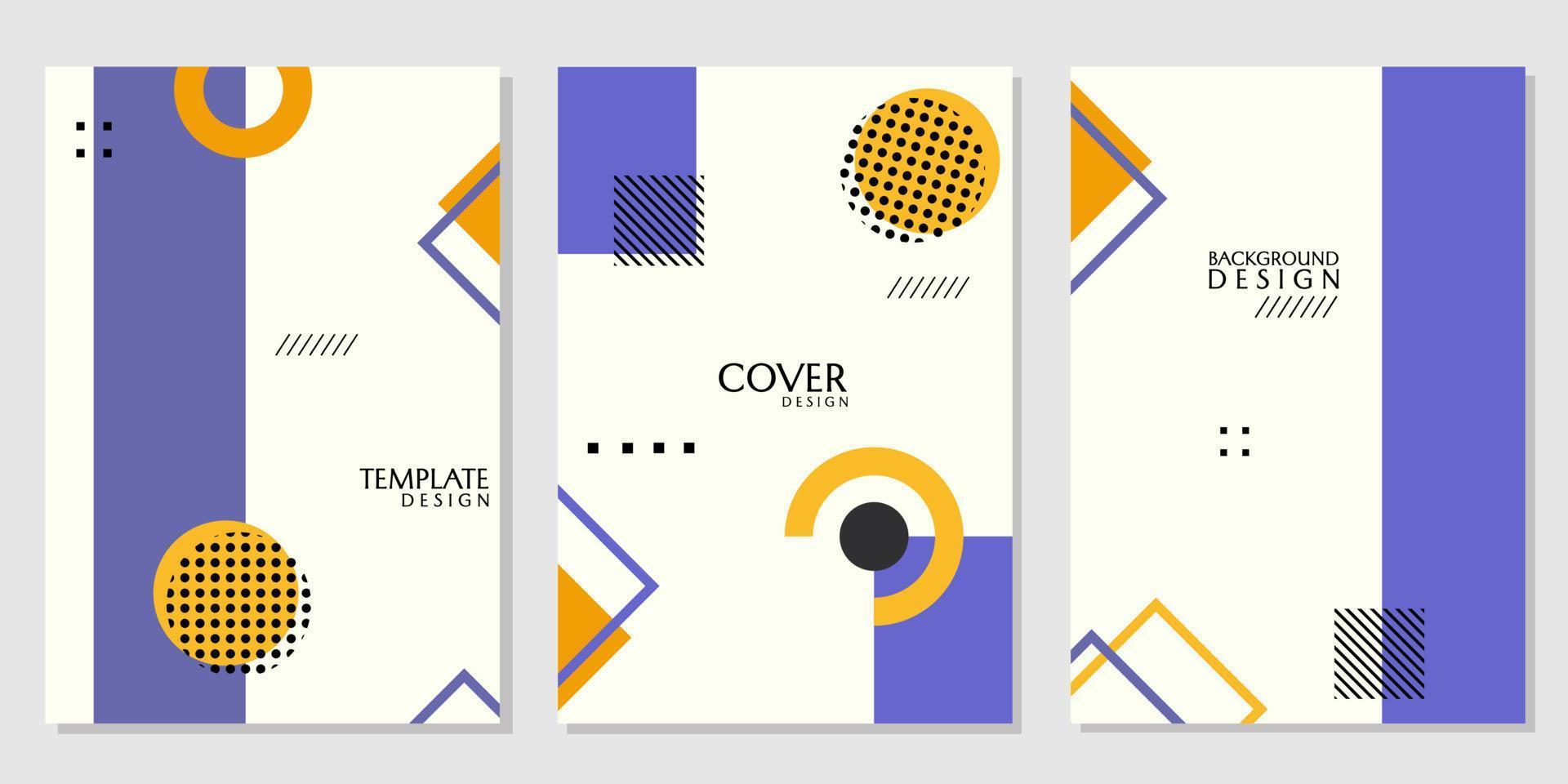 set boekomslag sjabloonontwerpen. wit blauwe kleur abstracte memphis achtergrond. modern en trendy ontwerp voor poster, flyer, brochure vector