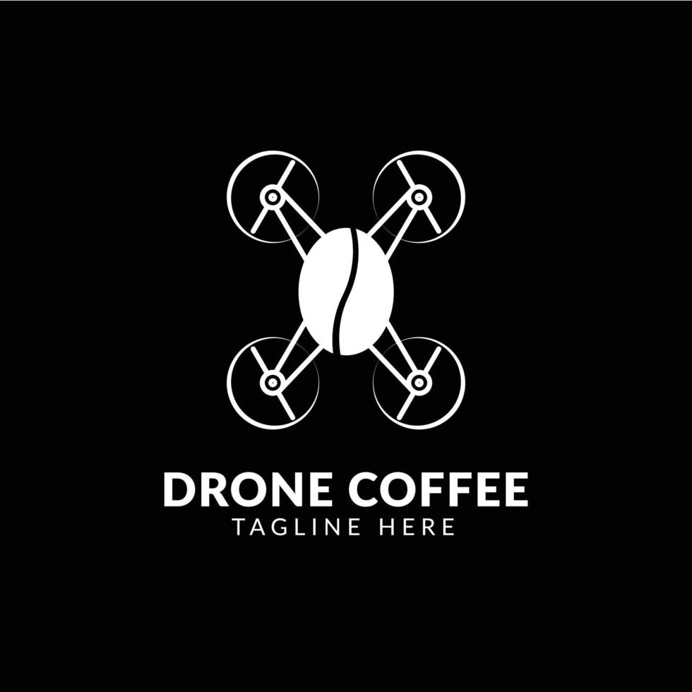 drone coffeeshop logo sjabloon, vector drone met koffie icoon. moderne, eenvoudige platte vectorillustratie voor website of mobiele app. geïsoleerd op wit.