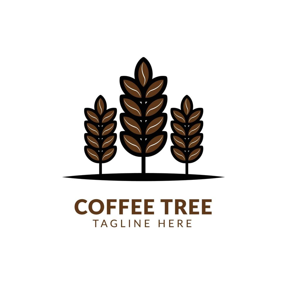 boom koffie logo ontwerpsjabloon, met de hand getekende grafische koffie boom met granen. vectorillustratie voor labels, verpakkingen, logo-ontwerp. vector