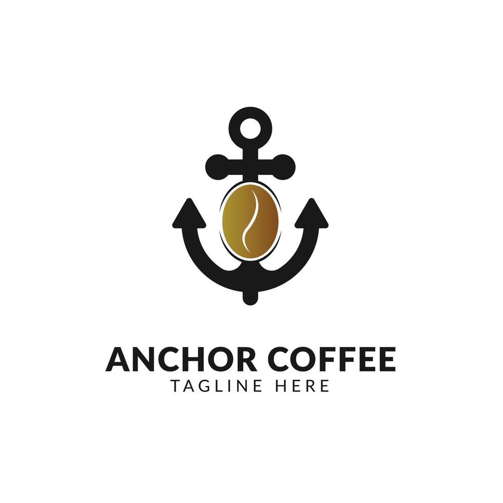 anker grafisch ontwerp sjabloon vectorillustratie geïsoleerd en koffie zaden logo, vector, pictogram, slim logo vector