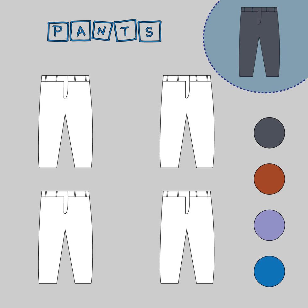 kleurboek van een broek. educatieve creatieve spelletjes voor kleuters vector