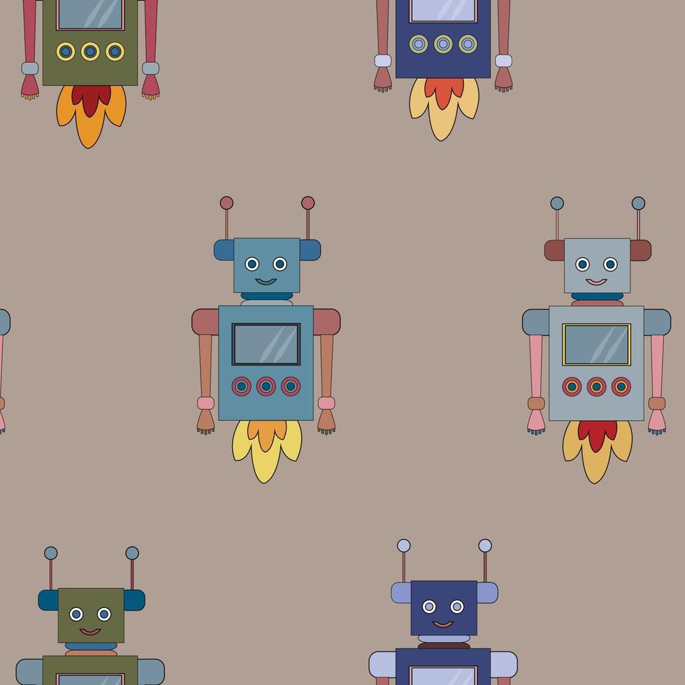 grappig patroon met robots. baby achtergrond. vector