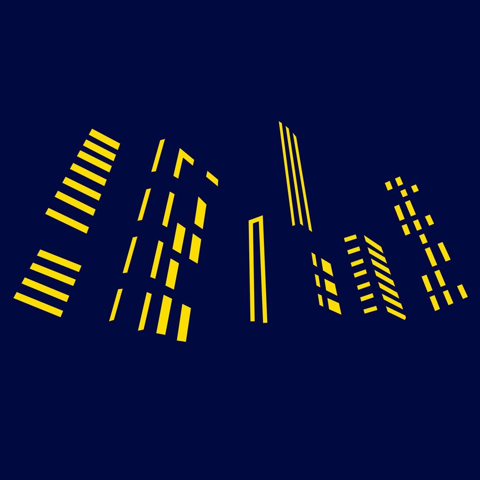 stad stad nachtverlichting lijn kunst design skyline met gebouwen, torens. stadsgezicht gloeiende neon, architectuur vectorillustratie. vector