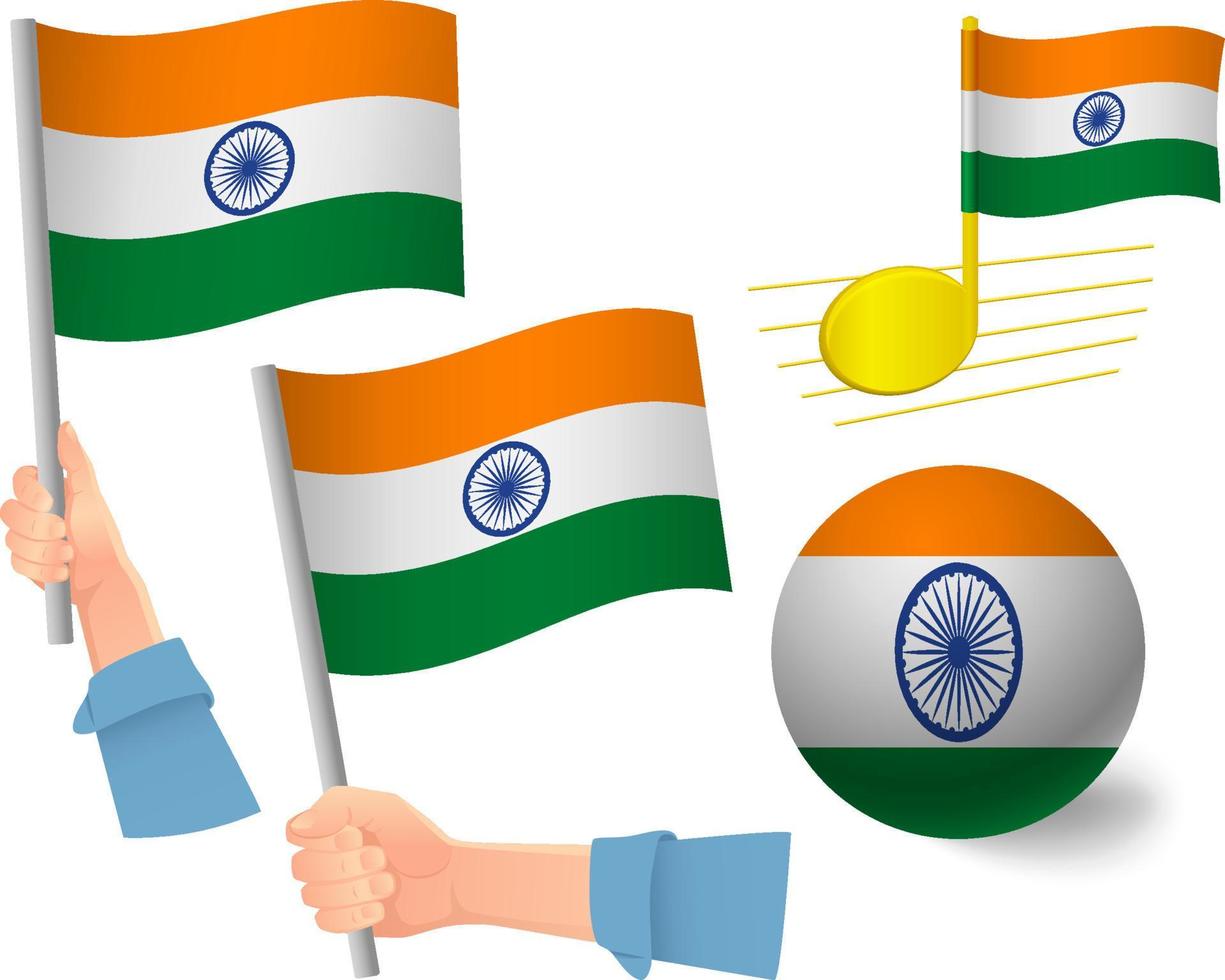 indiase vlag icon set vector