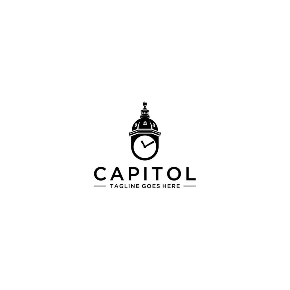 hoofdstad en tijd logo ontwerp inspiratie vector