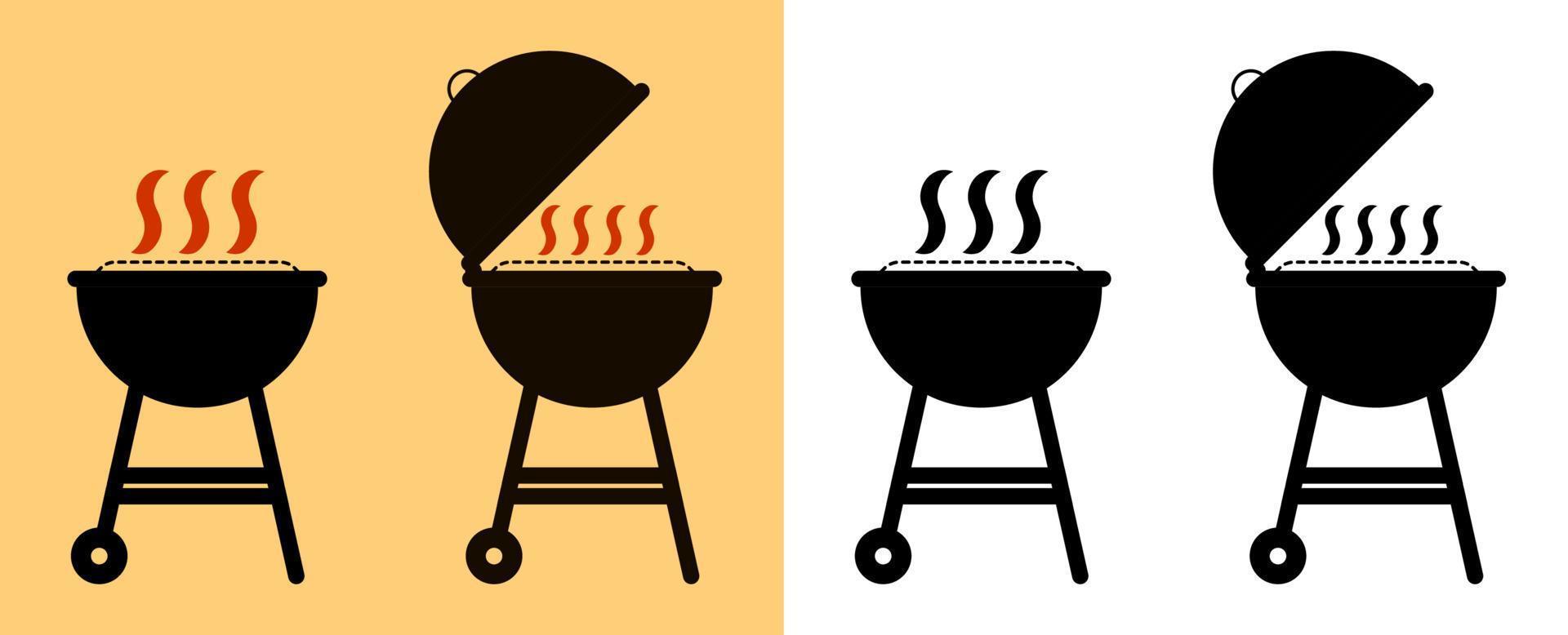 barbecue grill pictogrammen instellen. vector op wit en zand achtergrond