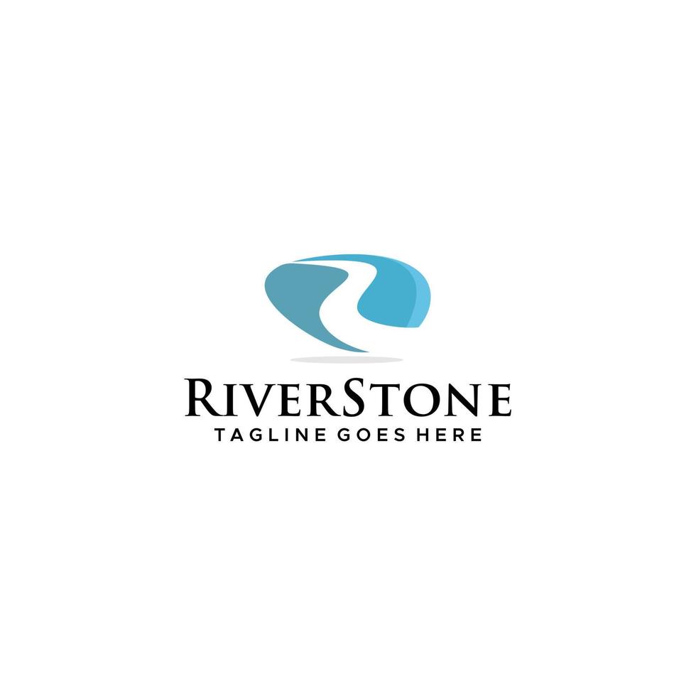 rivier en steen logo ontwerp inspiratie vector