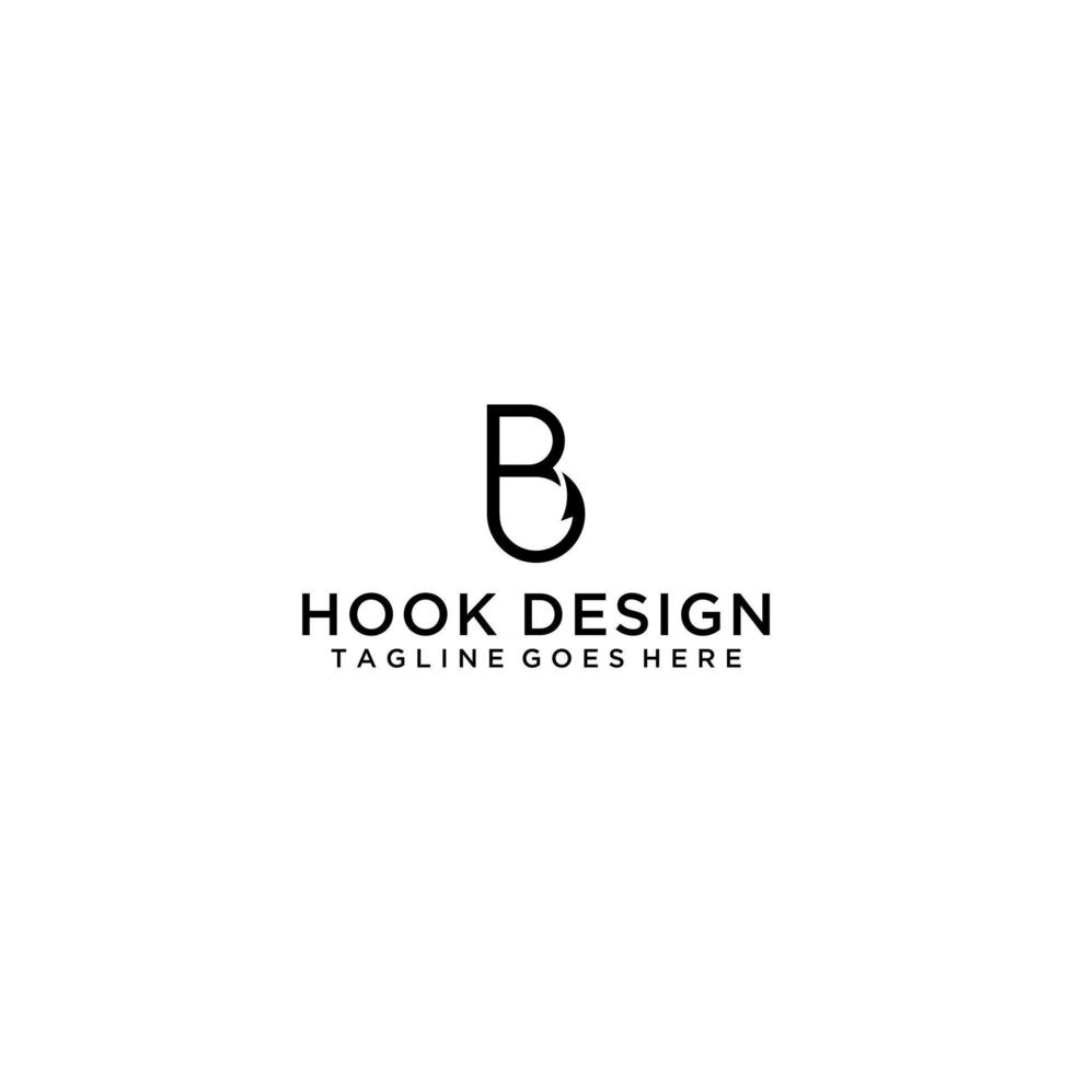 beginletter b en haak logo teken ontwerp vector