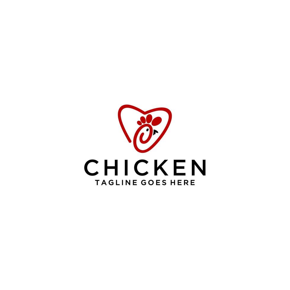 kip en liefde logo teken ontwerp vector